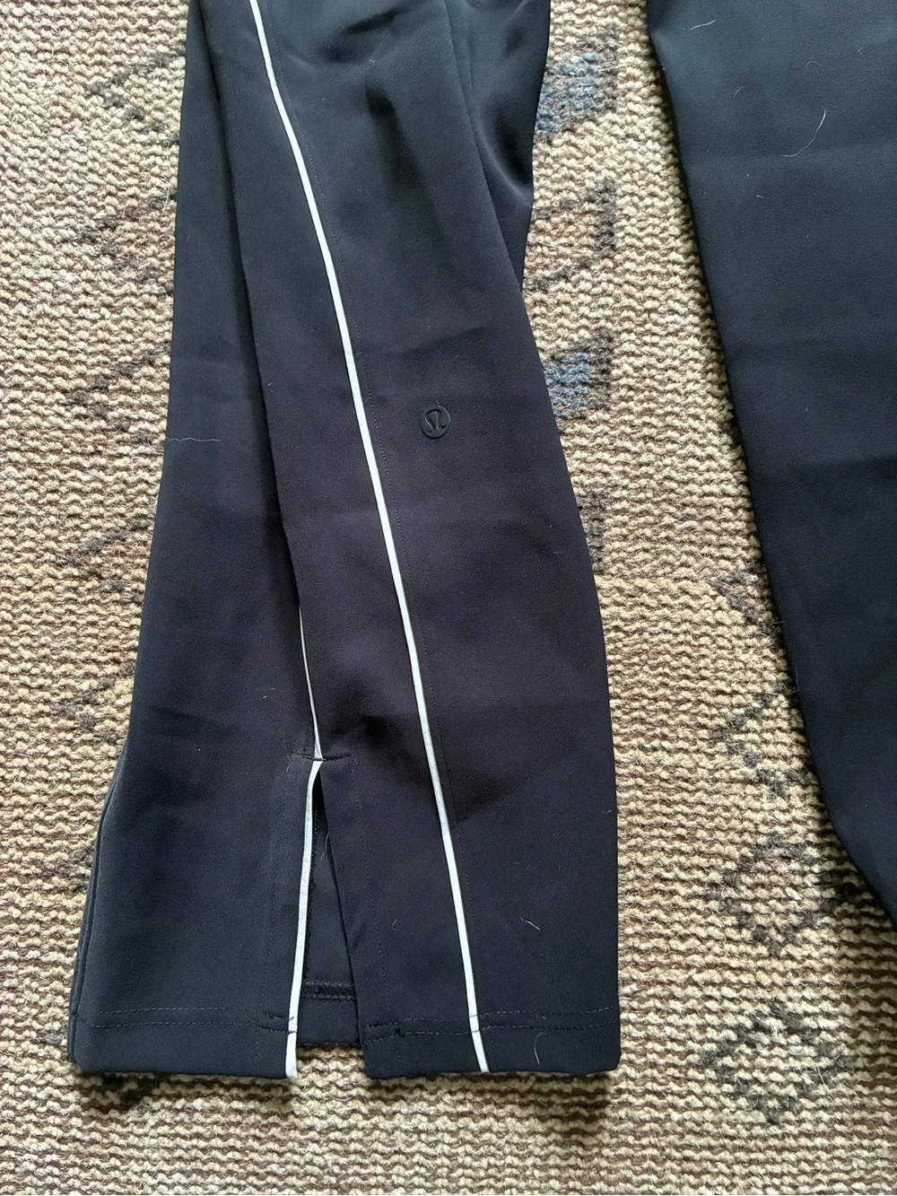 lululemon athletica Black Track Pants with White Side Piping